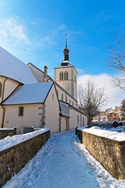 Güzel eski kilise Gruyere castle yakınındaki