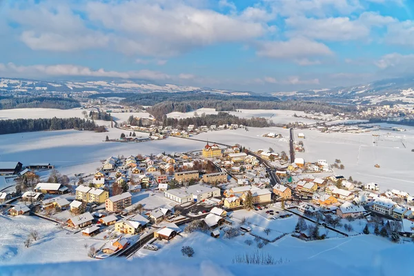 Beautiful landscape of Gruyeres in winter — Zdjęcie stockowe