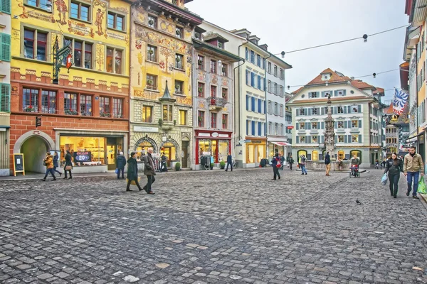 Mühlenplatz in der Luzerner Altstadt — Stockfoto