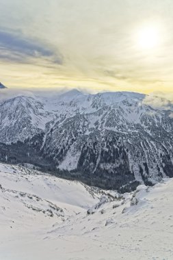 Kışın Kasprowy Wierch Peak Tatras Zakopane günbatımı