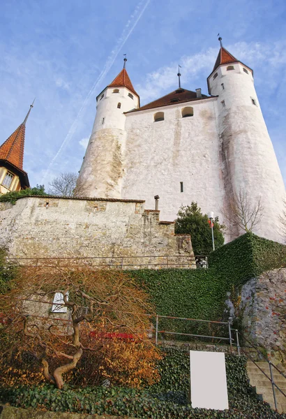 スイスの石段のトゥン城の眺め — ストック写真