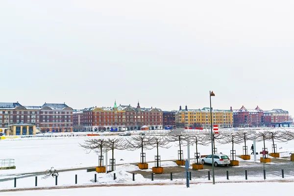 Colorful facades along Harbor in Copenhagen in Denmark in winter — Stock Photo, Image