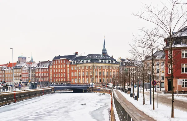 Street View on Hojbro Plads Buildings in winter Copenhagen — Stock Photo, Image