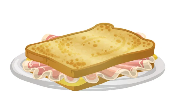 Großer Toast auf Teller — Stockvektor