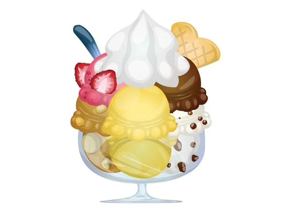 Icecream on glass — Stock Vector