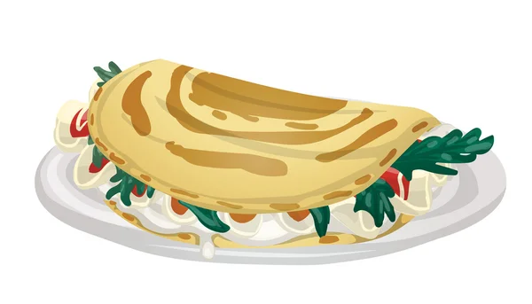 Piadina italiana en plato — Vector de stock