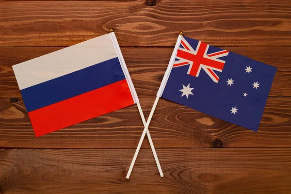 Vlag Van Rusland Vlag Van Australië Kruisten Elkaar Het Beeld — Stockfoto