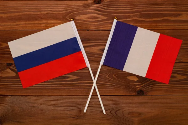 Vlag Van Rusland Vlag Van Frankrijk Kruisten Elkaar Het Beeld — Stockfoto