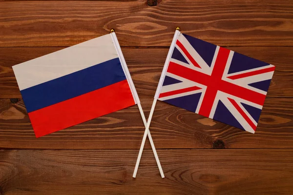 Vlag Van Rusland Vlag Van Groot Brittannië Gekruist Met Elkaar — Stockfoto