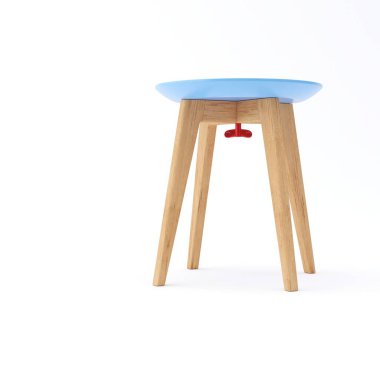 Ahşap mavi sandalye modeli beyaz arkaplanda izole edildi