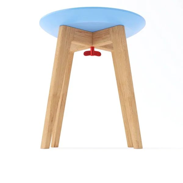 白色背景隔离的木制蓝色红色椅子模型 — 图库照片