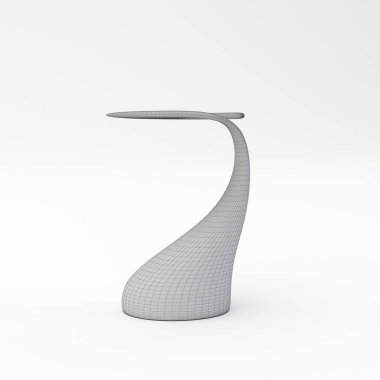 Organik şekilli kahve masası beyaz arka planda izole edilmiş. 