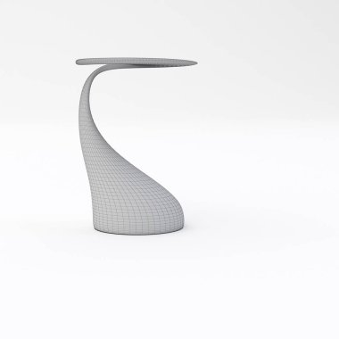 Organik şekilli kahve masası beyaz arka planda izole edilmiş. 