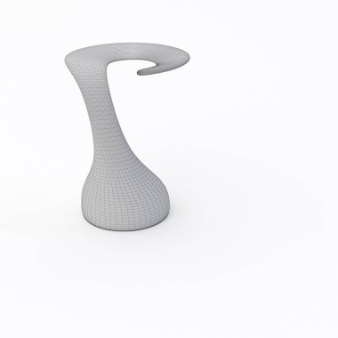 Organik şekilli kahve masası beyaz arka planda izole edilmiş. 