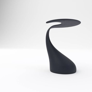 Organik şekilli kahve masası beyaz arka planda izole edilmiş. 