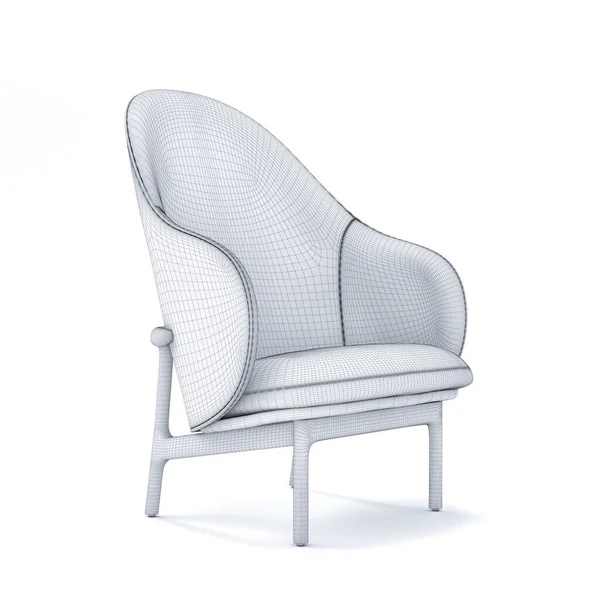 ホワイトスタジオの椅子3Dワイヤーモデル — ストック写真