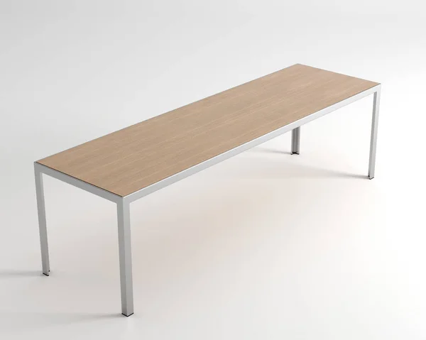 Mesa Madera Con Patas Metal Sobre Fondo Blanco — Foto de Stock