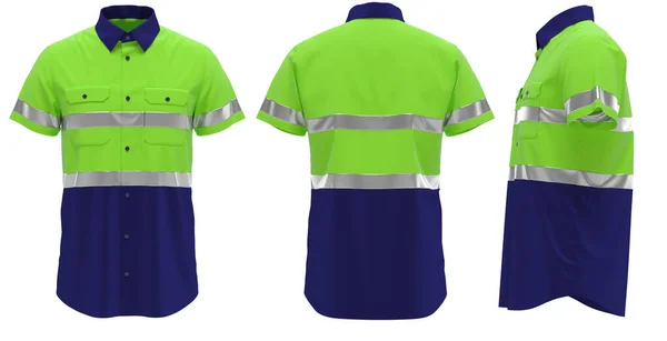 Hi-Vis kısa kollu iş giysisi, güvenlik gömleği