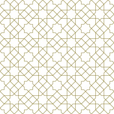 Geleneksel İslami sanata dayalı kusursuz geometrik süsleme. Kahverengi çizgiler. Kumaş, tekstil, kapak, ambalaj kağıdı, arka plan için harika tasarım..