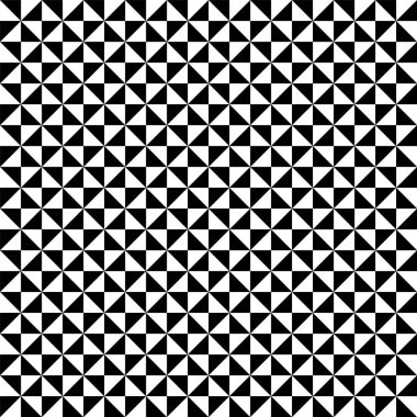 Beyaz zemin üzerinde siyah üçgenlerin geometrik deseni.