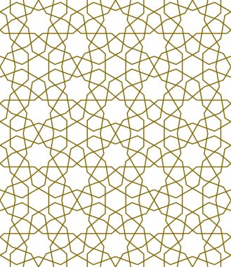 Geleneksel İslami sanat eserine dayanan arka plan pürüzsüz desen. Kahverengi renk. Kumaş, tekstil, kapak, ambalaj kağıdı, ince çizgiler için harika tasarım..