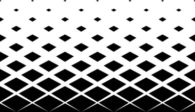 Beyaz arka planda siyah yatay elmasların geometrik deseni. Bir yönde pürüzsüz. Kısa soluklaşma. Radyal dönüşüm metodu.