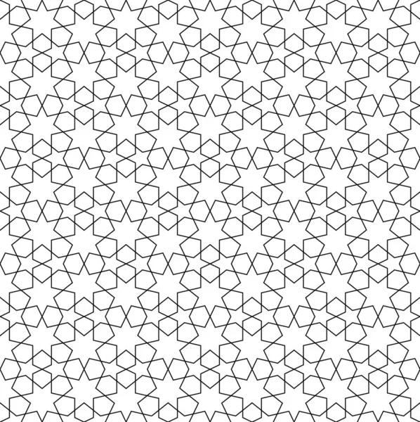 背景伝統的なイスラム芸術に基づくシームレスなパターン 黒の色 カバー 包装紙 背景のための素晴らしいデザイン 細い線 — ストックベクタ