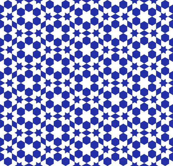Бесшовный Геометрический Орнамент Основанный Традиционном Исламском Искусстве Синий Белый Great — стоковый вектор