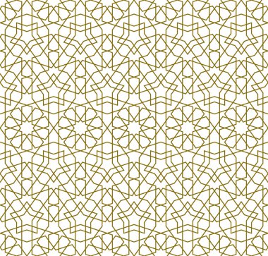 Geleneksel İslami sanat eserine dayanan arka plan pürüzsüz desen. Kahverengi renk. Kumaş, tekstil, kapak, ambalaj kağıdı, arkaplan çizgileri için harika tasarım..