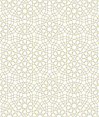 Geleneksel İslami sanat eserine dayanan arka plan pürüzsüz desen. Kahverengi renk. Kumaş, tekstil, kapak, ambalaj kağıdı, arkaplan çizgileri için harika tasarım..