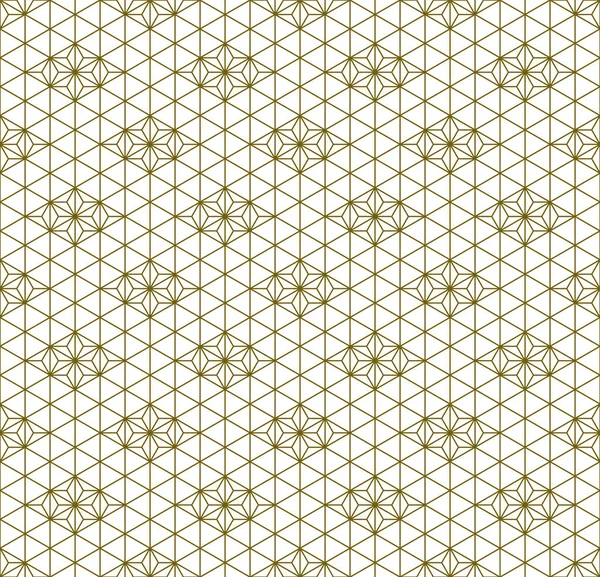 Japanisches Nahtloses Kumiko Muster Gold Mit Durchschnittlichen Linien — Stockvektor