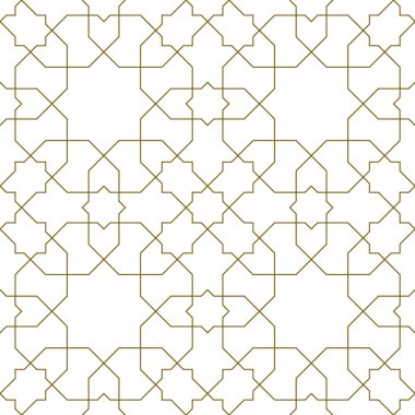 Geleneksel İslami sanata dayalı kusursuz geometrik süsleme. Kahverengi çizgiler. Kumaş, tekstil, kapak, ambalaj kağıdı, arka plan için harika tasarım..
