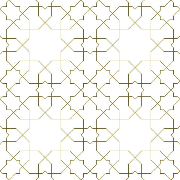 Geometryczny Ornament Bezszwowy Oparty Tradycyjnej Islamskiej Sztuce Brązowe Linie Kolorystyczne — Wektor stockowy