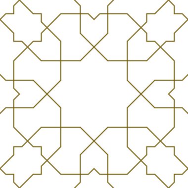 Geleneksel İslami sanat eserine dayanan kusursuz geometrik süsleme. Kahverengi renk çizgileri. Kumaş, tekstil, kapak, ambalaj kağıdı, arka plan için harika tasarım..