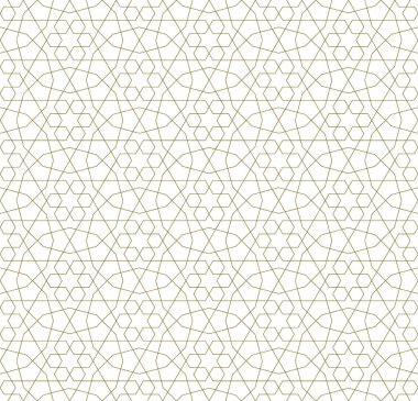 Geleneksel İslami sanat eserine dayanan kusursuz geometrik süsleme. Kahverengi çizgiler. Kumaş, tekstil, kapak, ambalaj kağıdı ve arka plan için harika tasarım. İnce çizgiler.