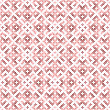 Kusursuz geleneksel Rus ve Slav süsü işlemeli çapraz dikiş..