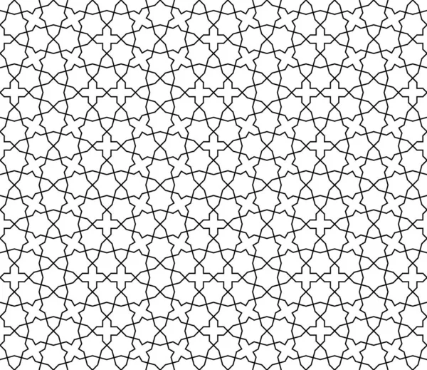 伝統的なイスラム芸術に基づくシームレスな幾何学的装飾 黒と白のライン カバー 包装紙 レーザーカットのための素晴らしいデザイン 平均厚さライン — ストックベクタ