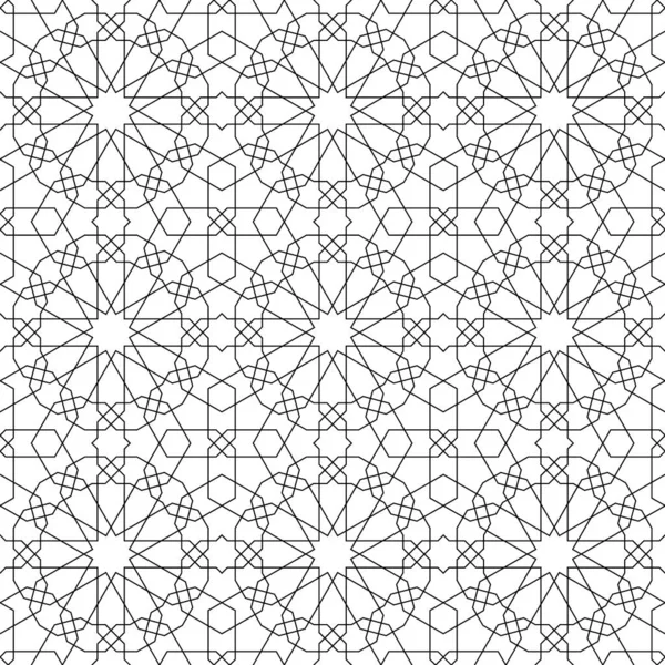 伝統的なイスラム芸術に基づくシームレスな幾何学的な装飾 黒の色のライン ファブリック テキスタイル カバー 包装紙 背景のための素晴らしいデザイン — ストックベクタ