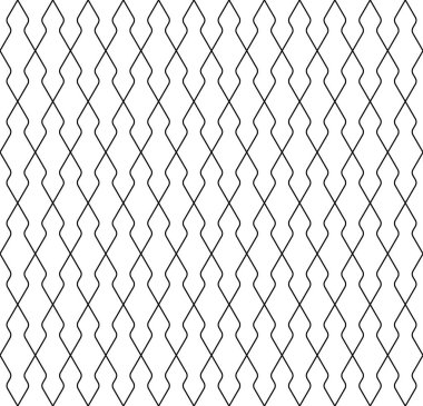 Kusursuz geometrik desen. Siyah renkli ince çizgiler. Geometrik arkaplan, grafiksiz desen çizimi. Yuvarlak köşeler.