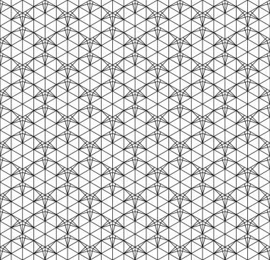 Japon kusursuz Kumiko deseni siyah ve beyaz. Kalınlık çizgileri.