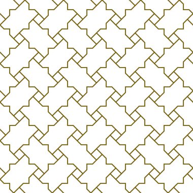 Geleneksel İslami sanata dayalı kusursuz geometrik süsleme. Kahverengi renk çizgileri. Kumaş, tekstil, kapak, ambalaj kağıdı, arka plan, lazer kesim ve oyma kalınlığı çizgileri için harika tasarım..