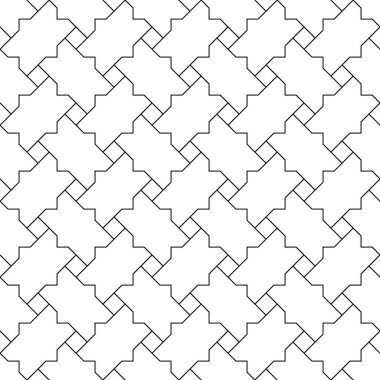 Geleneksel İslami sanat eserine dayanan kusursuz geometrik süsleme. Siyah renkli çizgiler. Kumaş, tekstil, kapak, ambalaj kağıdı, arka plan için harika tasarım..