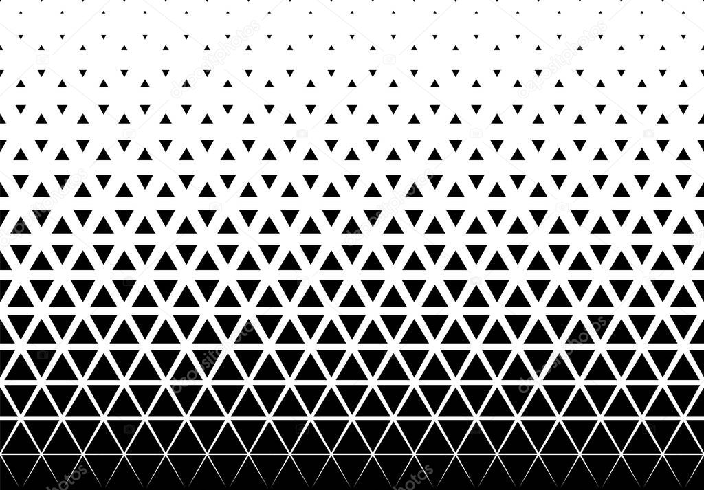 Seamless halftone vector background. Filled with black triangles. 28 figures in height.