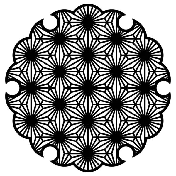 Цветок Юкива Узором Японском Стиле Kumiko Zaiku Элемент Дизайна Лазерной — стоковый вектор