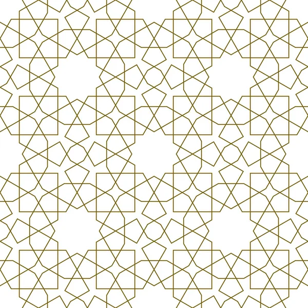 Ornamen Geometris Mulus Berdasarkan Seni Islamik Tradisional Warna Lines Brown - Stok Vektor
