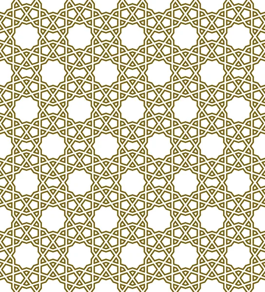 Seamless Geometric Ornament Based Traditional Islamic Art Brown Color Lines — стоковый вектор