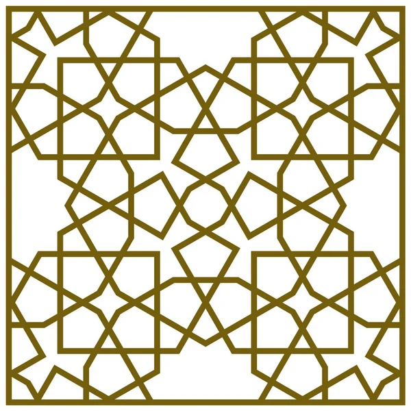 Ornamento Geometrico Basato Sull Arte Islamica Tradizionale Linee Colore Marrone — Vettoriale Stock