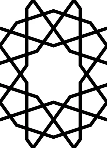 Geometrisches Ornament Auf Der Grundlage Traditioneller Islamischer Kunst Schwarze Farblinien — Stockvektor