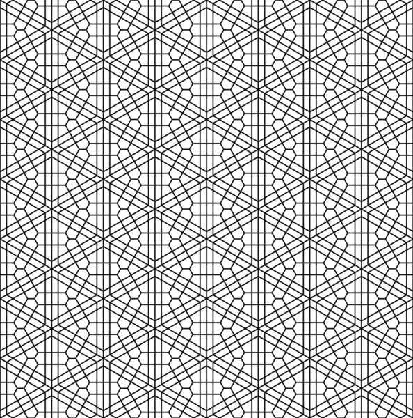 Japanisches Nahtloses Kumiko Muster Schwarz Und Weiß Dünne Linien — Stockvektor