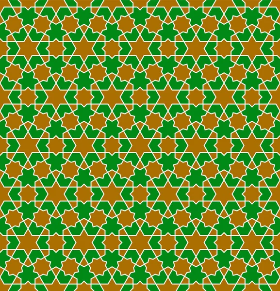 以传统伊斯兰艺术为基础的无缝几何装饰 绿色和白色 — 图库矢量图片